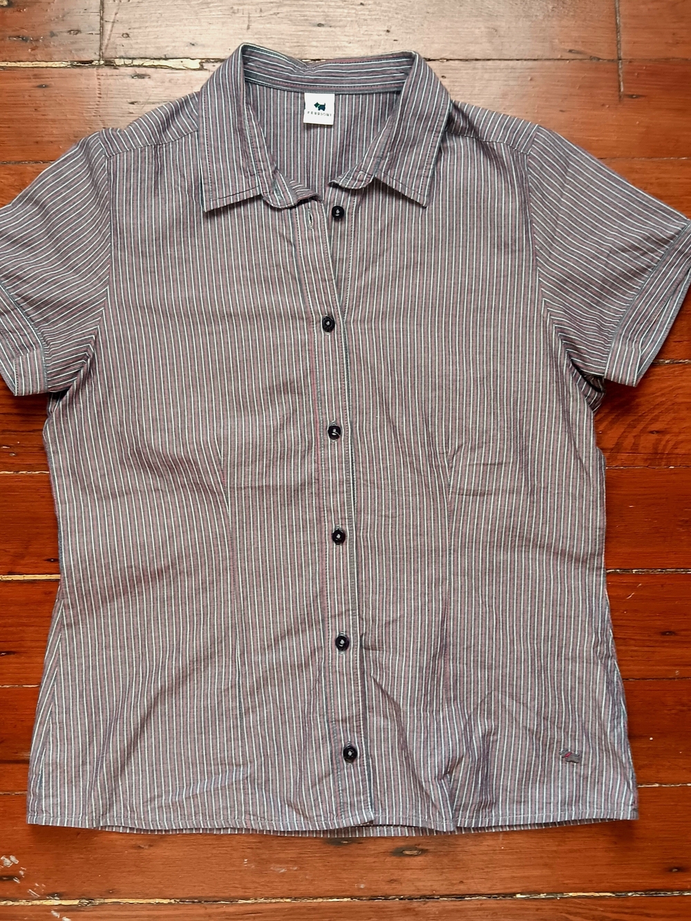 Ferrioni womens striped button up shirt retro